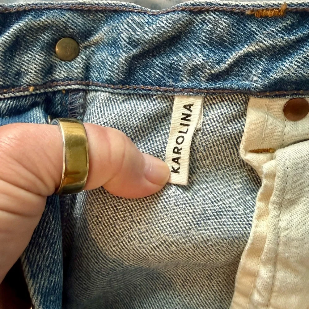 Grlfrnd Karolina Distressed High Rise Jeans in A Liitle More Love Wash 32 NWT - Picture 10 of 11